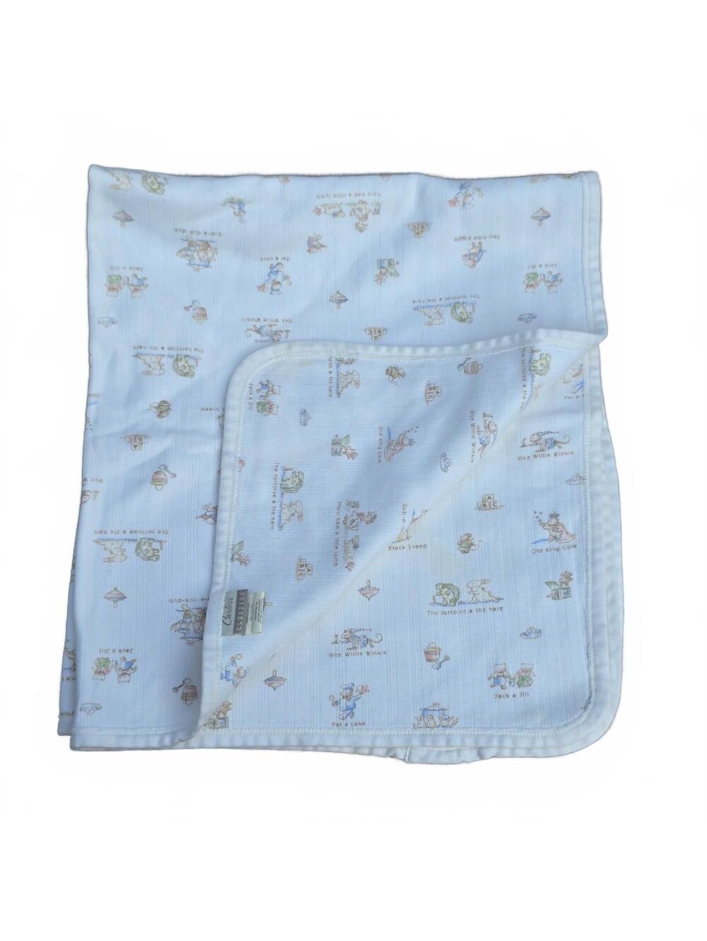 Vintage Carters Classics Nursery Rhyme Baby Receiving Blanket White Cotton USA